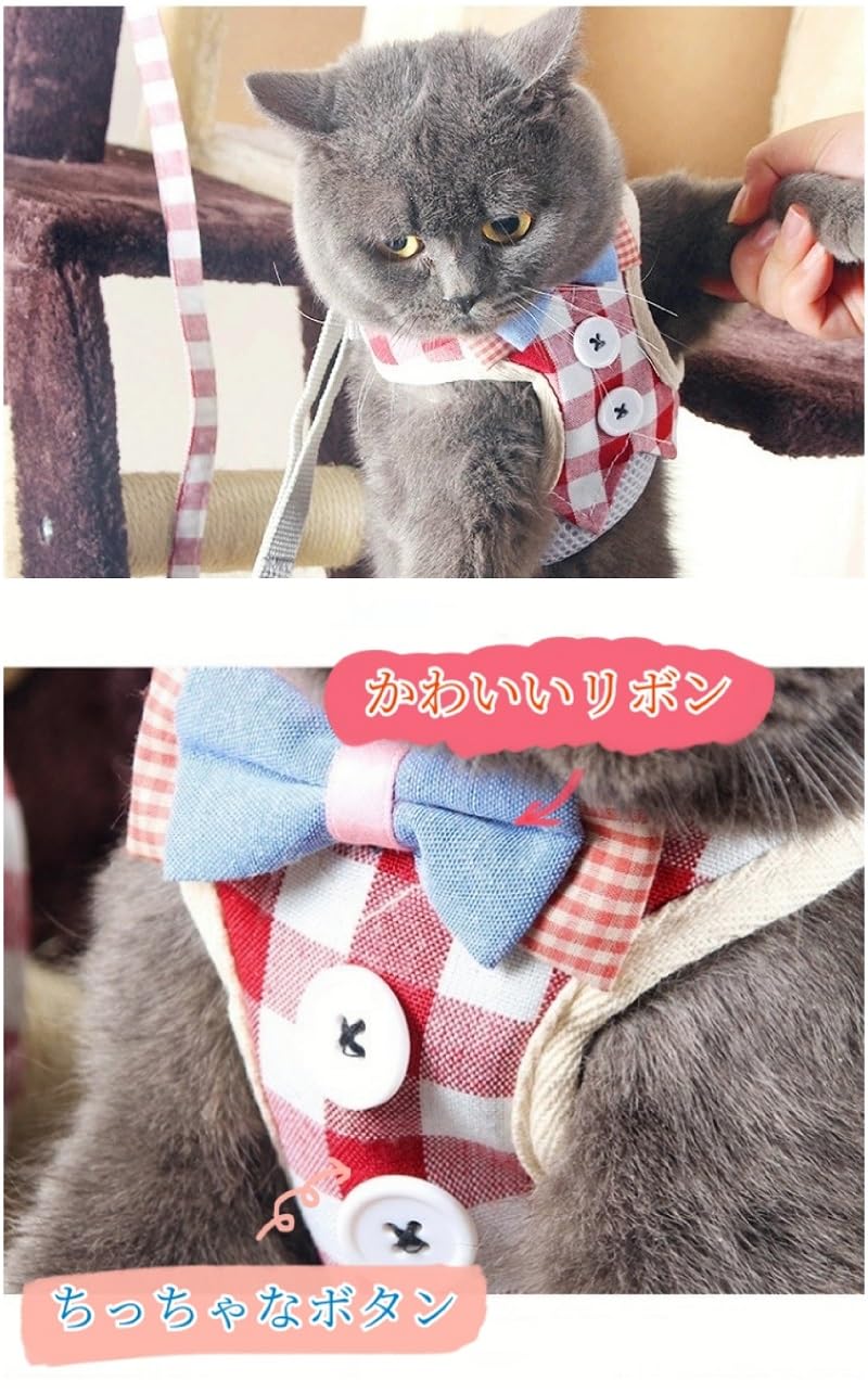 Amazon | 猫用 ハーネス リード 猫 胴輪 胸当て ねこ 小型猫 首輪 子猫